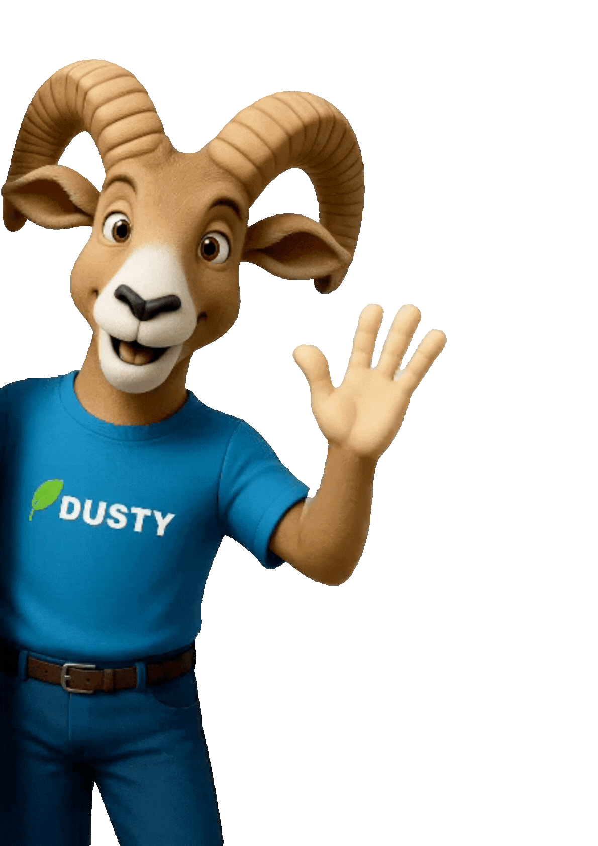 Dusty the mascot waving